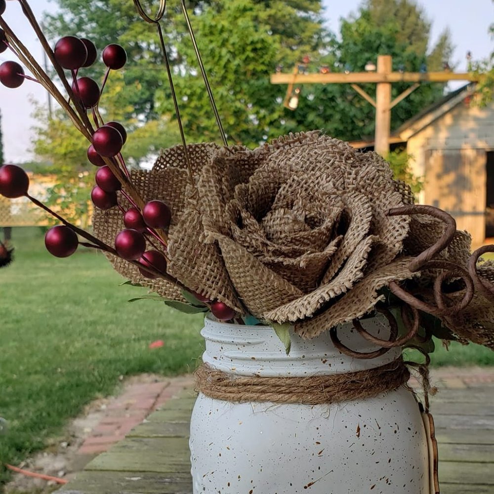 Set of 16 white canning jar centerpieces for parties or wedding